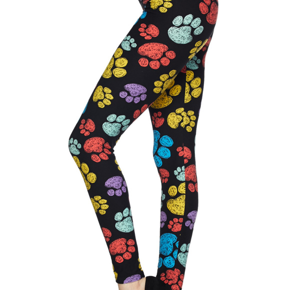 Buttery soft leggings paw print os and plus size - Picture 2 of 5